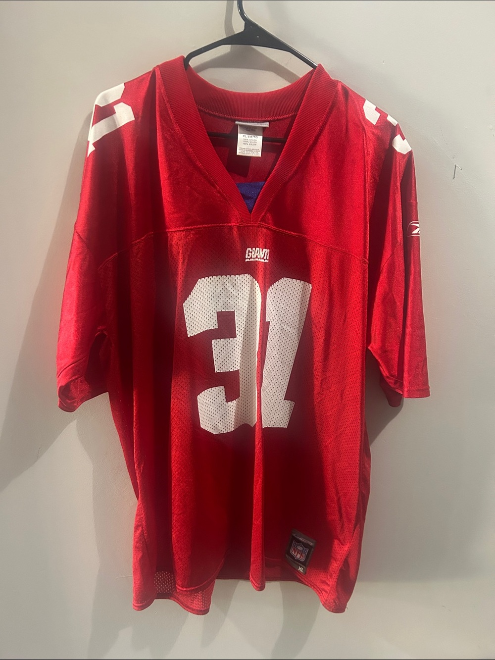Reebok Red Men's Football Jersey with White Number 31
